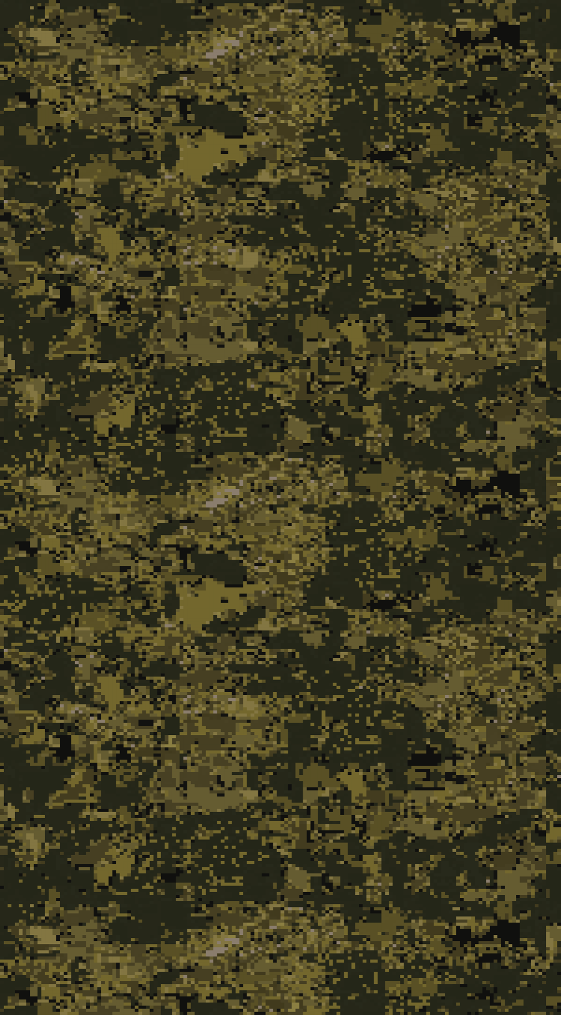 The finished camouflage tile at full height: mid-green and olive over near-black, no visible repeat line.